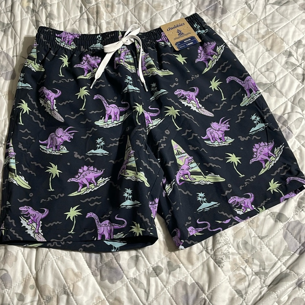 Nwt Chubbies The History Lessons Dino Swimtrunks M - image 1